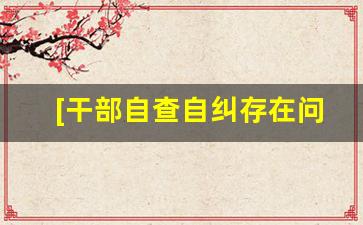 年轻干部自查自纠，自我净化，自我提升