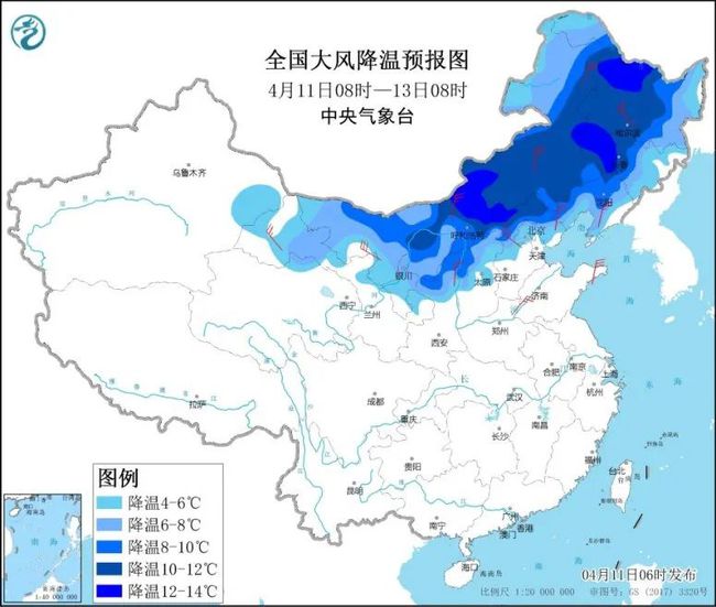 内蒙古雨雪、霜冻加7级大风上线，局地沙尘来袭